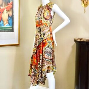 🇮🇹 ETRO Silk Paisley Print Midi Dress – Size 2 – Made in Italy
